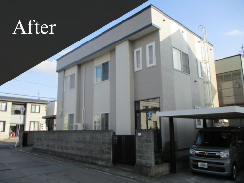 弘前市の外壁塗装・屋根塗装事例｜約65坪の戸建てをシリコン樹脂塗料でツートンに塗り替えたA様邸